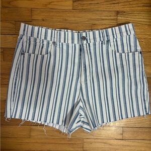 LOFT Striped Blue and White Women's Jean Shorts